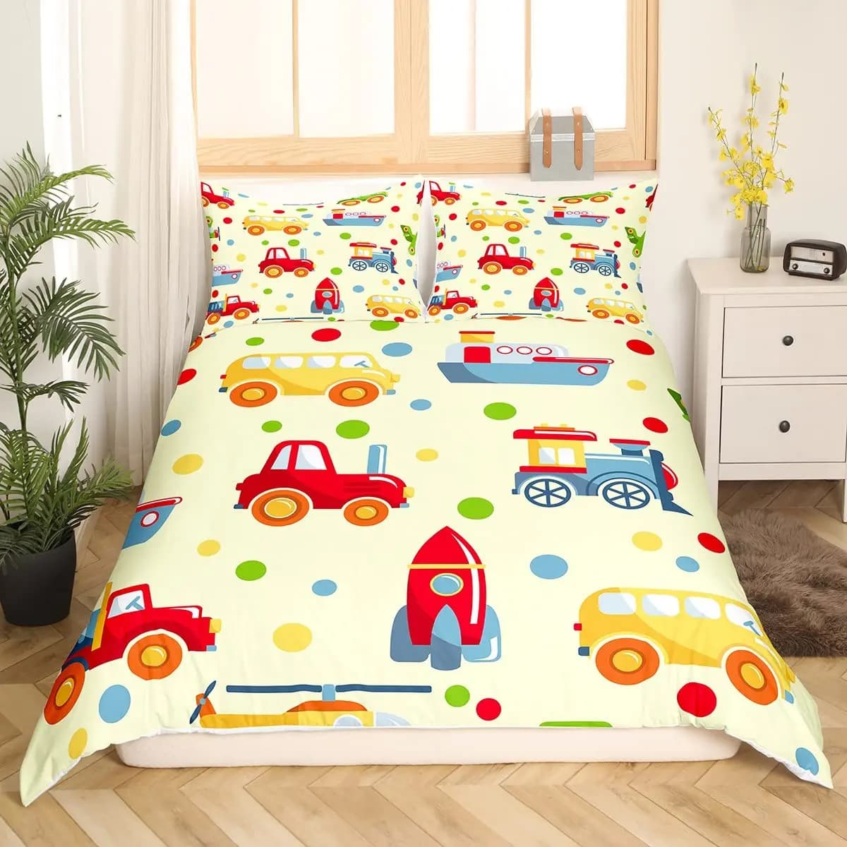 Set copripiumino Cartoon Rocket singolo doppio full size per bambini ragazzi ragazze copripiumino in poliestere leggero con federa