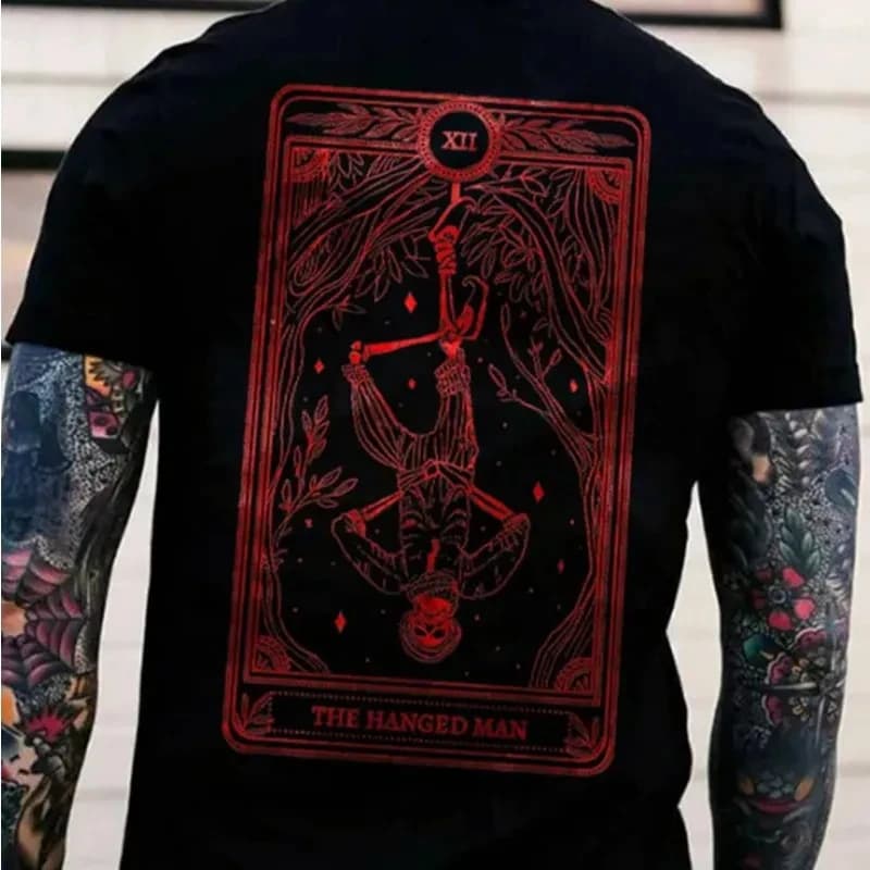 The Hanged Man Tarot Card T-shirt estiva da uomo T-shirt casual da uomo in cotone a maniche corte T-shirt Top Streetwear Abbigliamento maschile