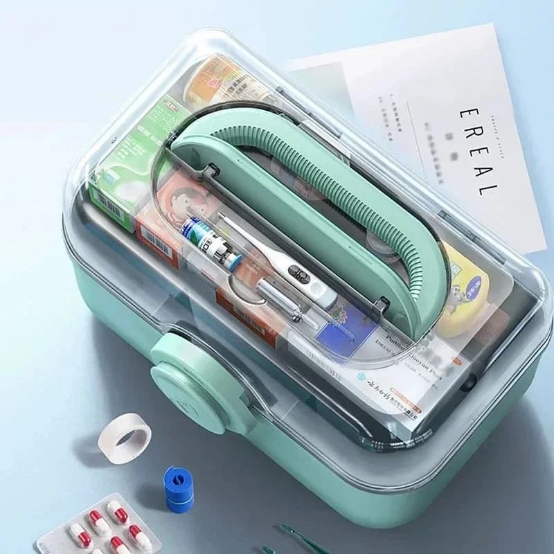 Scatola portaoggetti per medicinali per famiglie di grande capacità a 3 strati Scatole per kit di pronto soccorso multistrato divise per medicinali