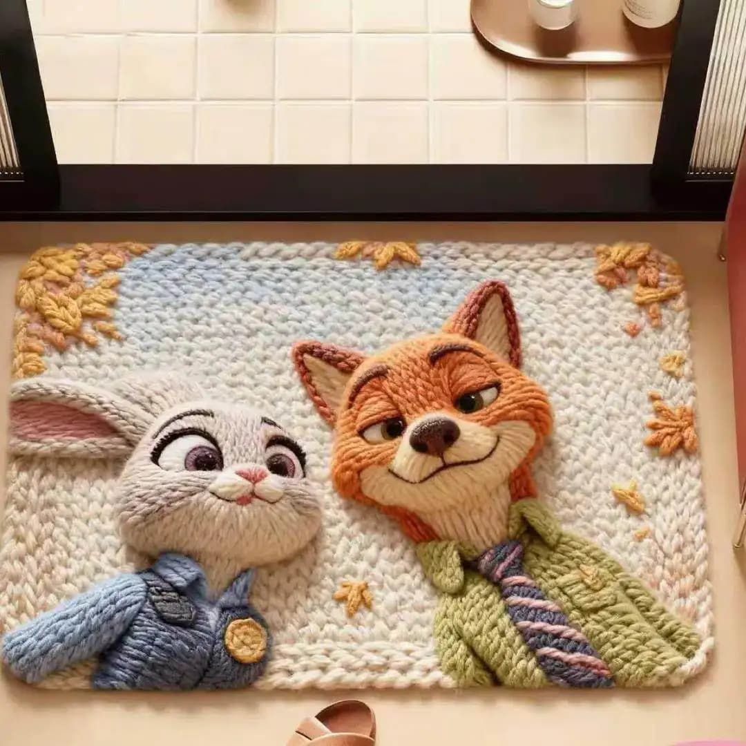 Tappetino da Bagno Zootopia 4D Stereo Carino Judy Nick Cartone Animato in Terra Diatomacea Antiscivolo Super Assorbente Morbido per Casa e Doccia