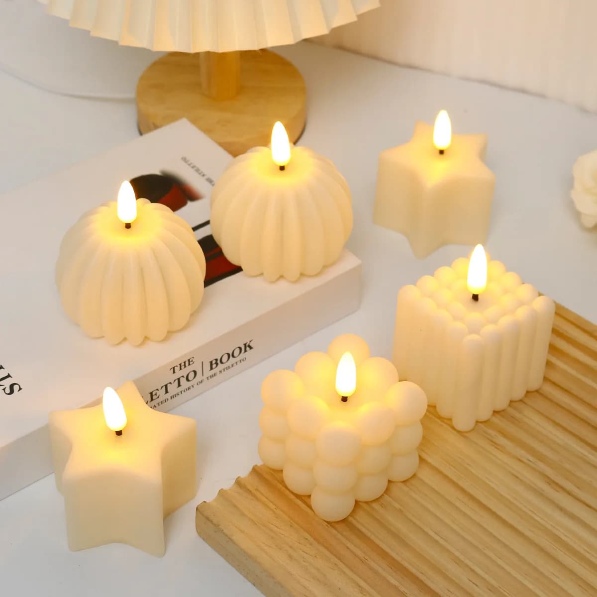 Candela LED a Cubo per Matrimoni, Compleanni, Decorazioni Natalizie, Illuminazione Senza Fumo, Accessori per Fotografia INS
