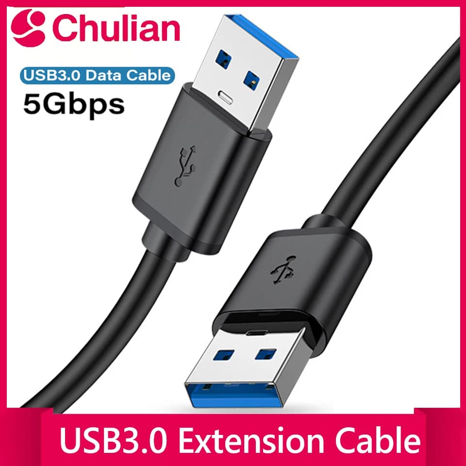 USB 3.0 Connector with Double USB A Male Connector for HDD Box, USB 3.0 Hub, Cooling Fan, USB Switch - Male to Male cable