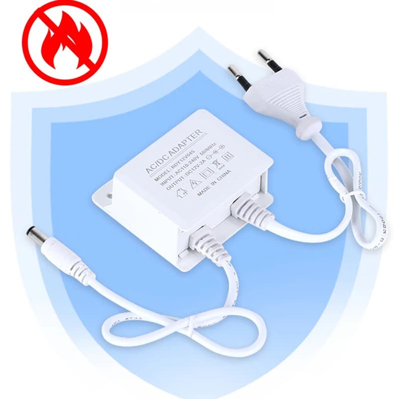 Nuovo adattatore di alimentazione impermeabile con spina EU/US DC12V 2A per telecamere di sicurezza CCTV, caricabatterie per telecamere AHD, NVR, DVR, ingresso AC100V-240V