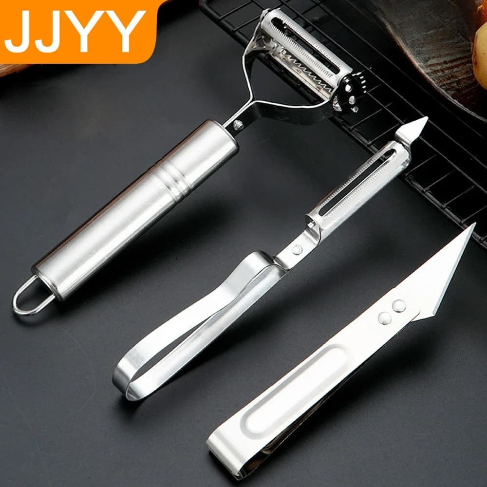 Pelapatate Multifunzione in Acciaio Inox per Patate, Melone, Frutta e Verdura, Grattugia Efficiente per Carote, Coltello per Pelare
