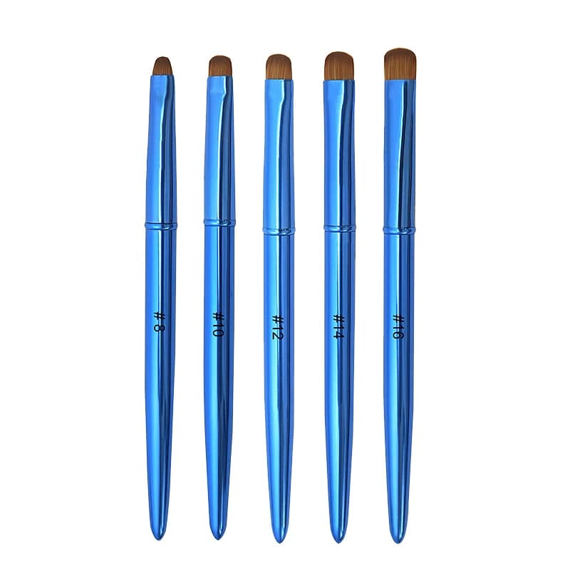 Kolinsky Pennello per nail art francese Disegno acrilico Pittura gel con strass Manico in metallo blu