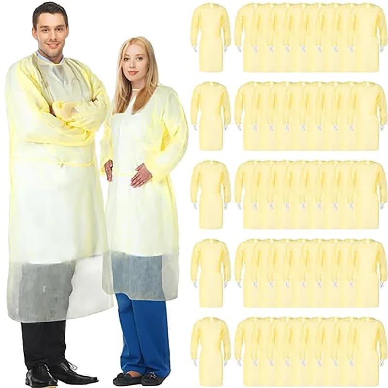 Vestaglie chirurgiche monouso in PPE: sottili, durevoli e ariose per la pulizia alimentare, produzione e servizi igienica