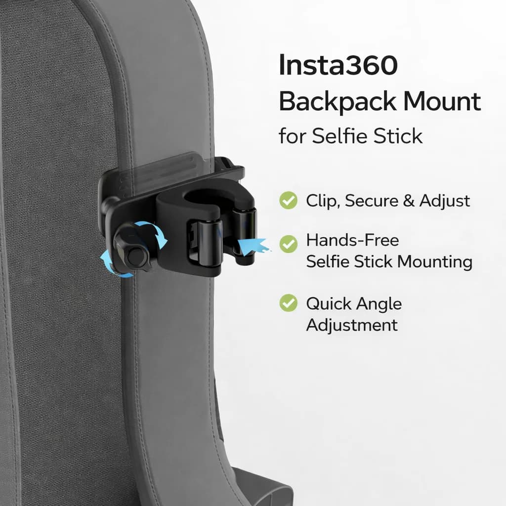 Supporto per Cinghia Zaino per Selfie Stick Insta360, Supporto Sicuro e Antiscivolo, Adatto alla Maggior Parte dei Zaini, Nessun Caduto Accidentale