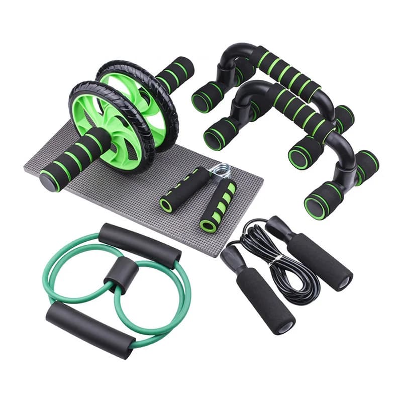 AB Sports Wheel Kit Roller for Exercises 10 in 1 with Knee Resistance Band Barre push up Handle