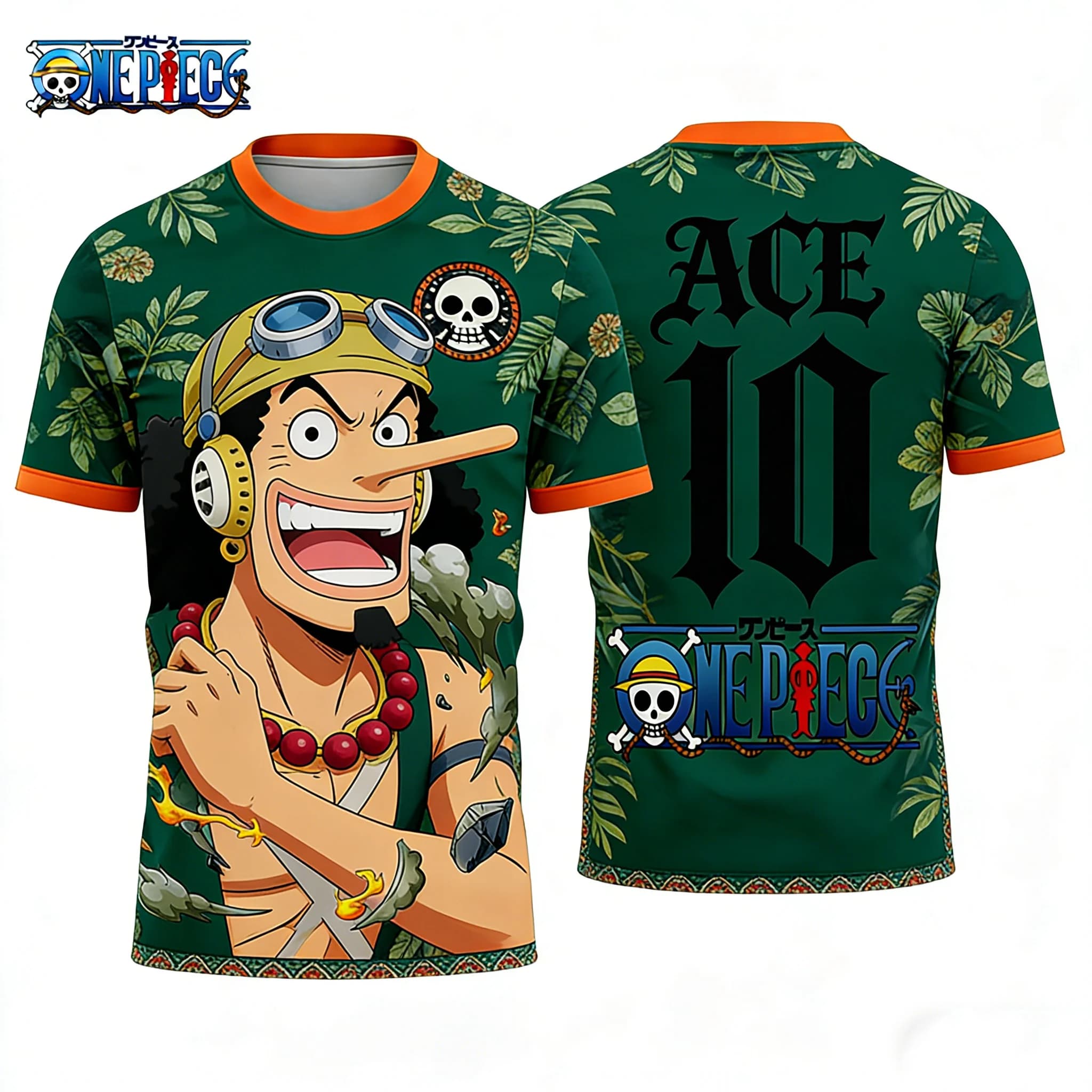 Maglia da Calcio Uomo 2026 Anime Giapponese One Piece Firecon con Stampa Maglietta a Fantasia, Asciugatura Rapida e Traspirante