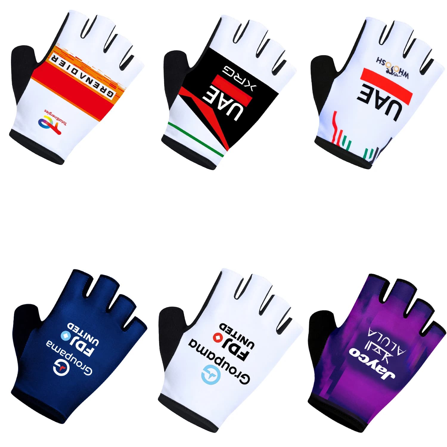 FDJ Tour De 2026 UAE Team Sports Cycling Gloves Half Finger Road Bike Gloves Running Fitness Gym Riding Bicycle Gloves