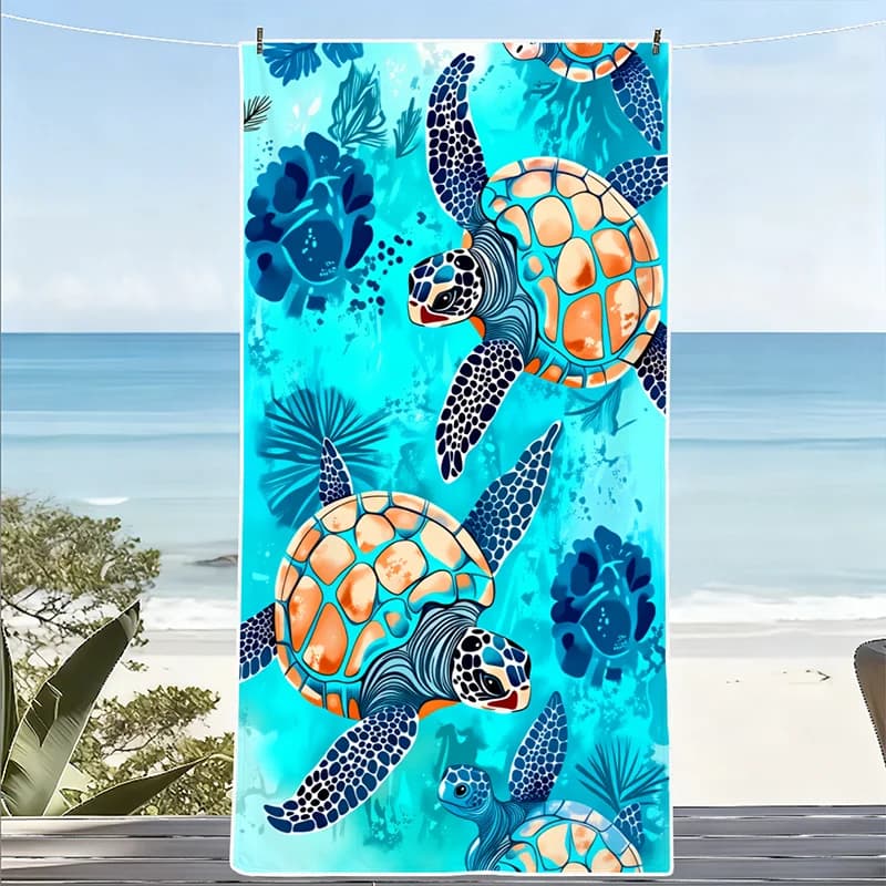 1 pezzo, asciugamano da spiaggia Coral Turtle, asciugamano da spiaggia super assorbente e leggero - Asciugamano ad asciugatura rapida senza sabbia, in morbida microfibra, adatto a vari ambienti come spiaggia, piscina, palestra, bagno, campeggio e viaggi.