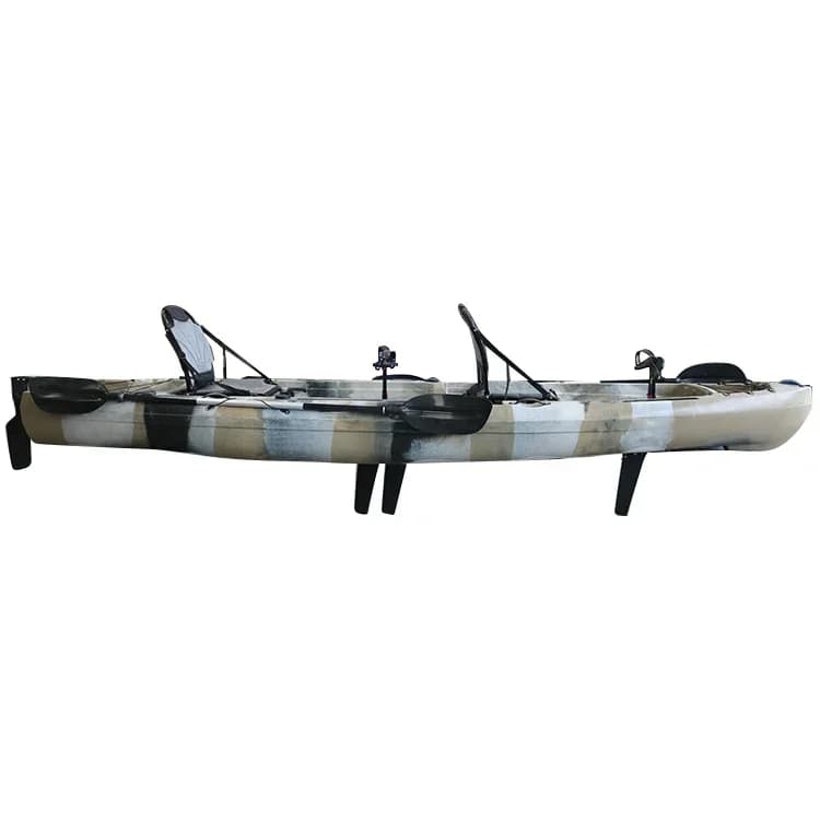 Fabbrica 2022 Nuovo doppio sedile per due persone Tandem 14ft Pedale da pesca Paddle Kayak con pinne