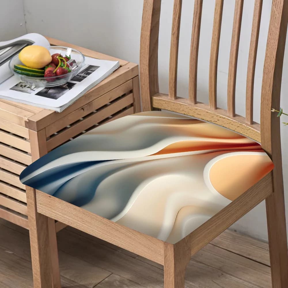 2/4/6 pezzi di copricuscini contemporanei per sedie Beige Blue Wave, copricuscini decorativi per sedie domestiche