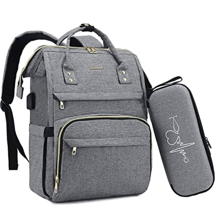 Zaino per Laptop da Donna con Scomparto per Stetoscopio e Porta USB, Zaino da Viaggio Antifurto, Borsa per Medici, Adatto per Laptop