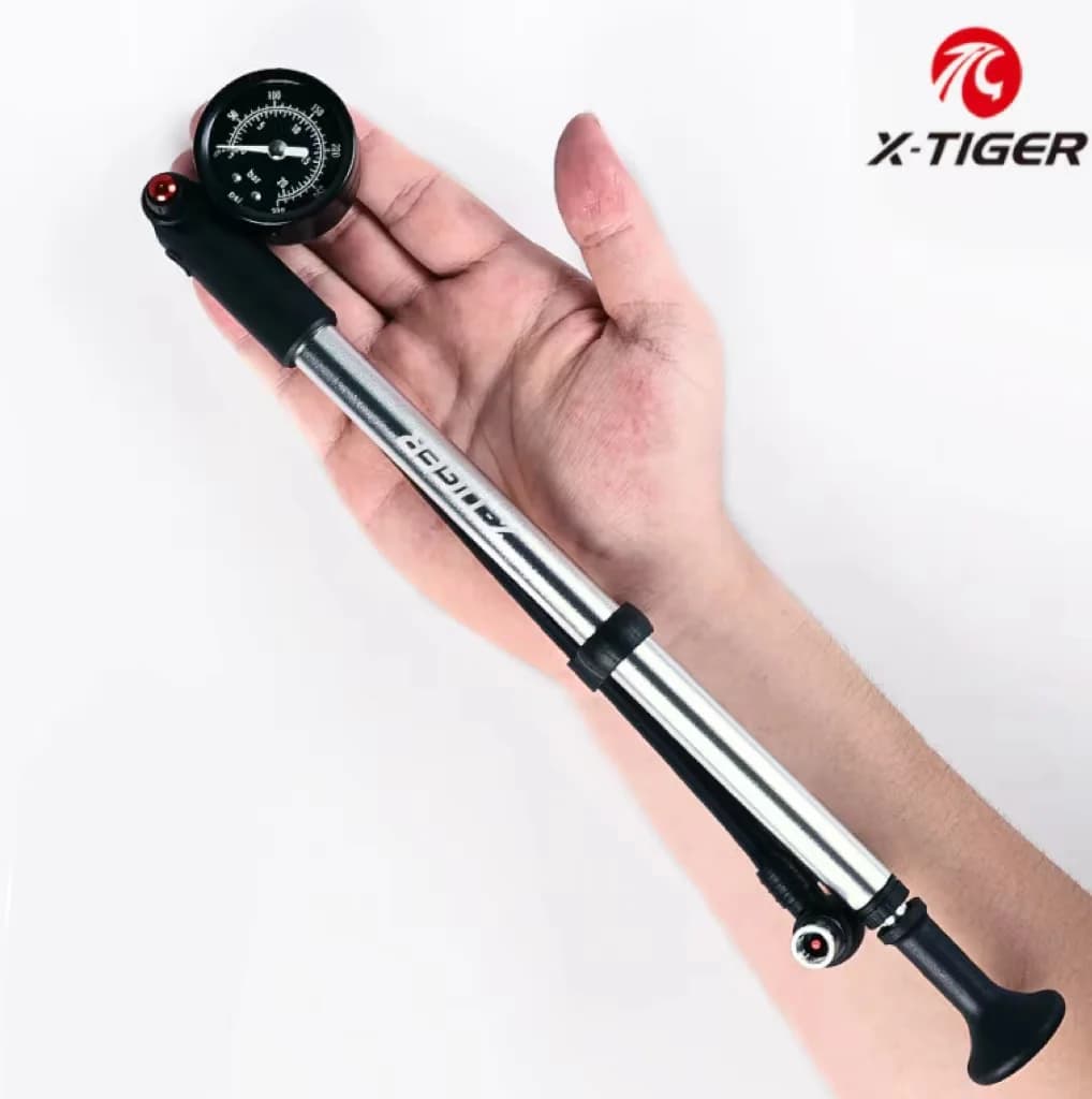 X-TIGER Pompa d'aria per bici portatile ad alta pressione 300psi con manometro per forcella e sospensione posteriore Ammortizzatore Mountain Bike universale