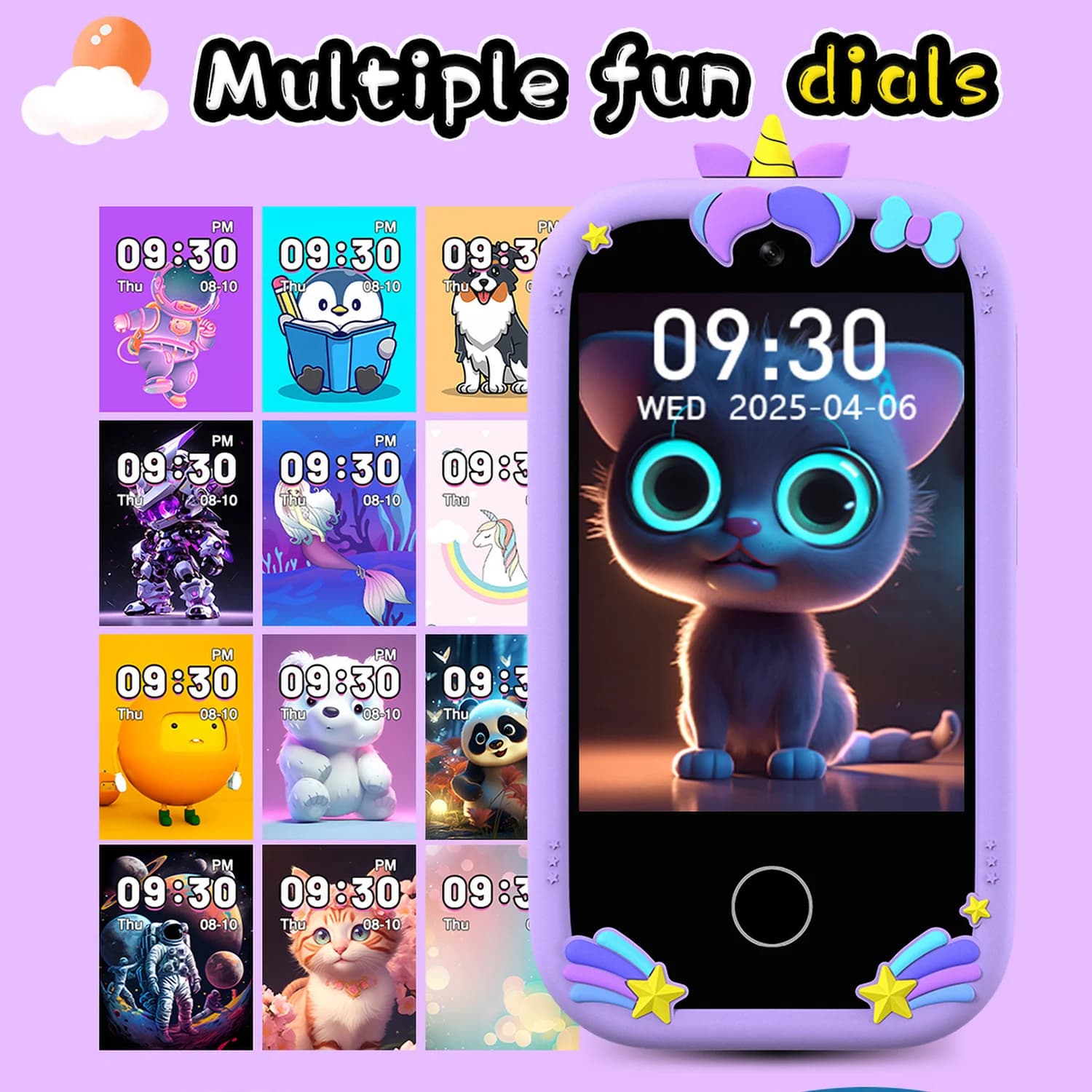Nuovo telefono intelligente per bambini, giocattolo educativo, touch screen da 2,8 pollici, 16 giochi, lettore musicale, telefono selfie per bambini da 3 a 12 anni, regali di compleanno