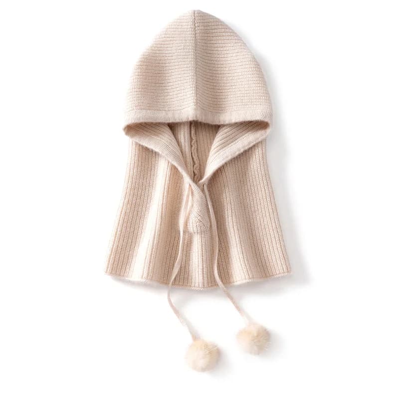 Quality Cashmere Knitted Hooded Cap Winter Balaclava Hats Women Outdoor Warmer Drawstring Hats One-Piece Neck Collar Beanies Cap