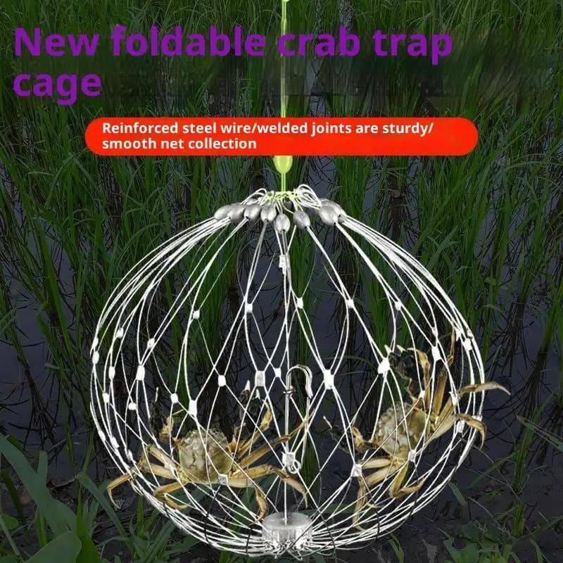 .Hot-Fishing Net Cage Automatic Open Closing Wire Fish Crab Trap Net Steel Wire For Saltwater Seawater Outdoor Fishing Accessor