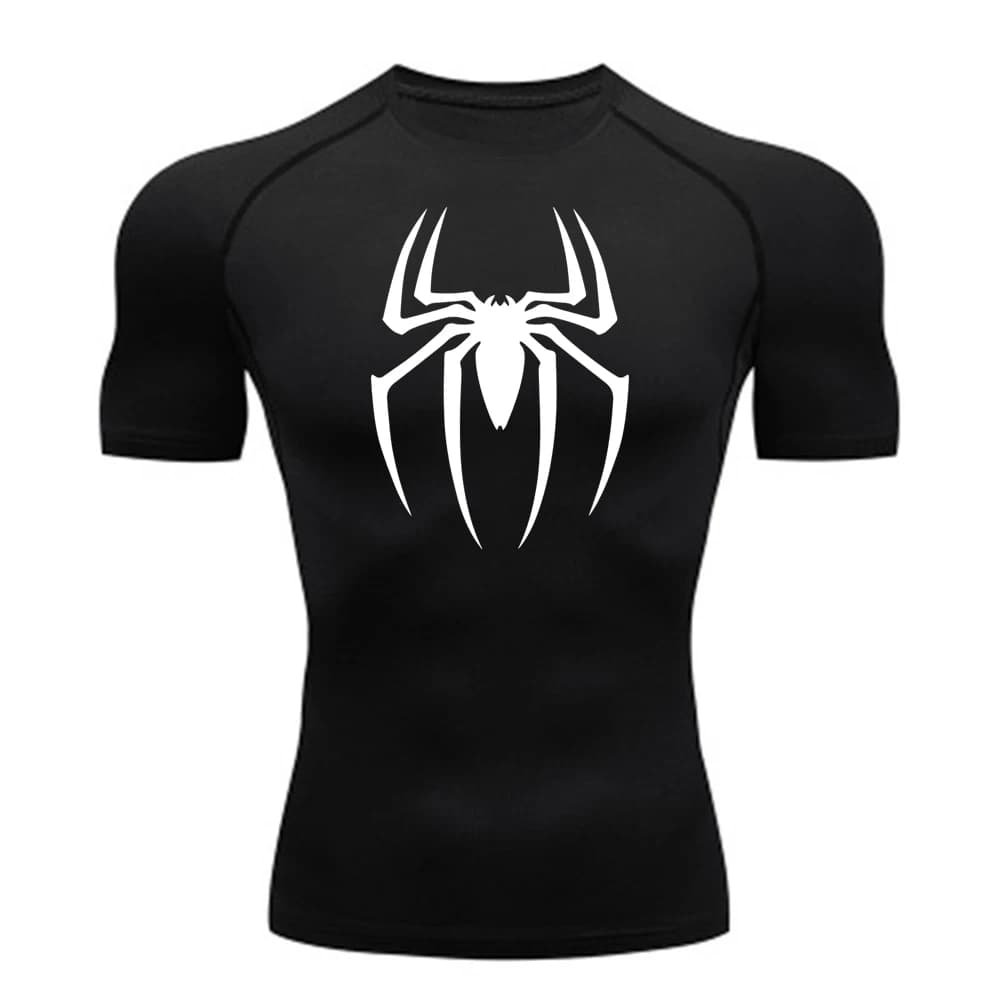 Maglia a Compressione da Uomo 2026 con Stampa Ragno, T-Shirt ad Asciugatura Rapida, Maglia da Palestra e Corsa, Manica Corta Traspirante, Primavera, Estate, M-3XL