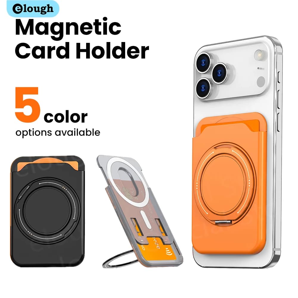 Support Magnetic 360° Swivel for Phone with Ring and Card Holder Integrated for iPhone 17 Pro Max Samsung Xiaomi, Suitable for Wallet Cases