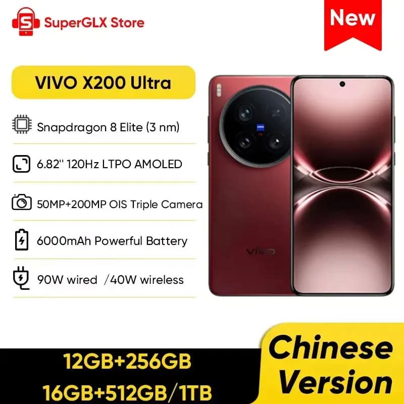 Originale VIVO X200 Ultra Versione Cinese Snapdragon 8 Elite 6.82 pollici AMOLED 50MP 6000mAh 90W SuperVOOC 40W Carica Wireless NFC