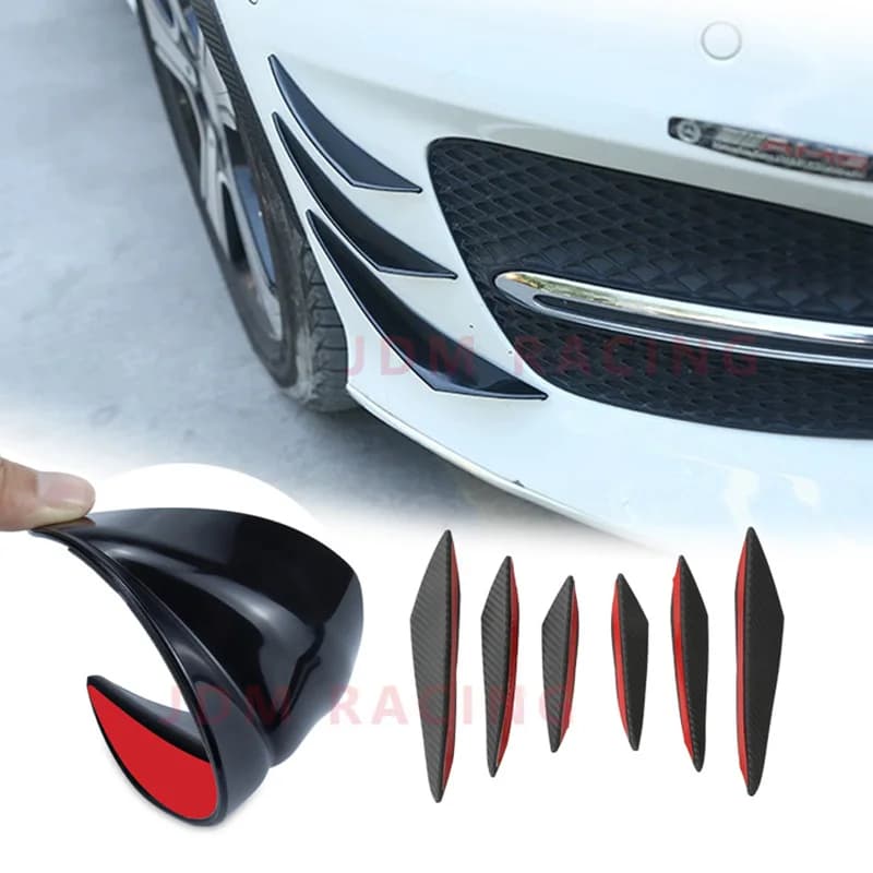 4/6 pcs of rubber for car front bumper protection lip diffuser rear universal carbon fiber spoiler black splitter wing protection