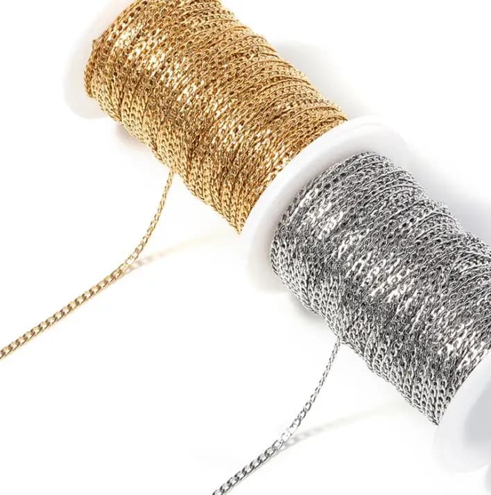 Catena piatta a forma di O in acciaio inossidabile da 1 metro e 2 metri per accessori per borse, braccialetti, collane fai da te e creazione di gioielli