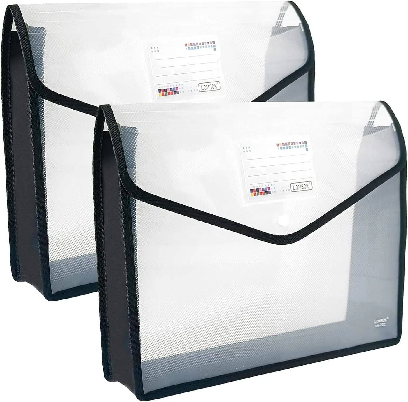 Expandable Legal Size File Folder, 2-Pack, Black, Waterproof & Tear Resistant, Large Capacity up to 600 Sheets, with Snap Closure & Label Pocket