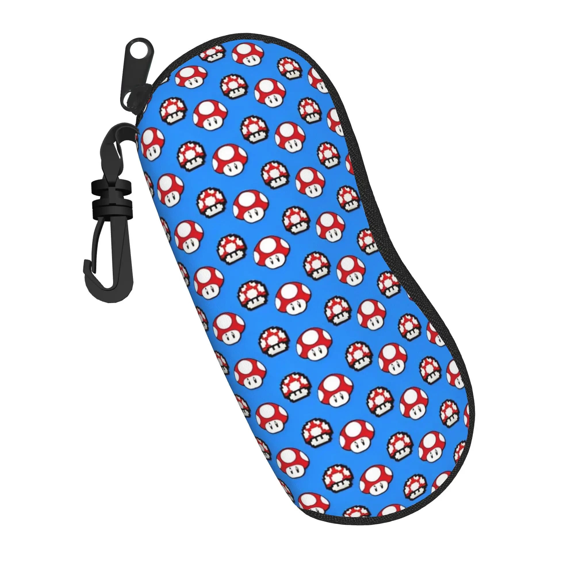 Marios Super Mushroom Man and woman's glasses case with print and zipper, eyewear box