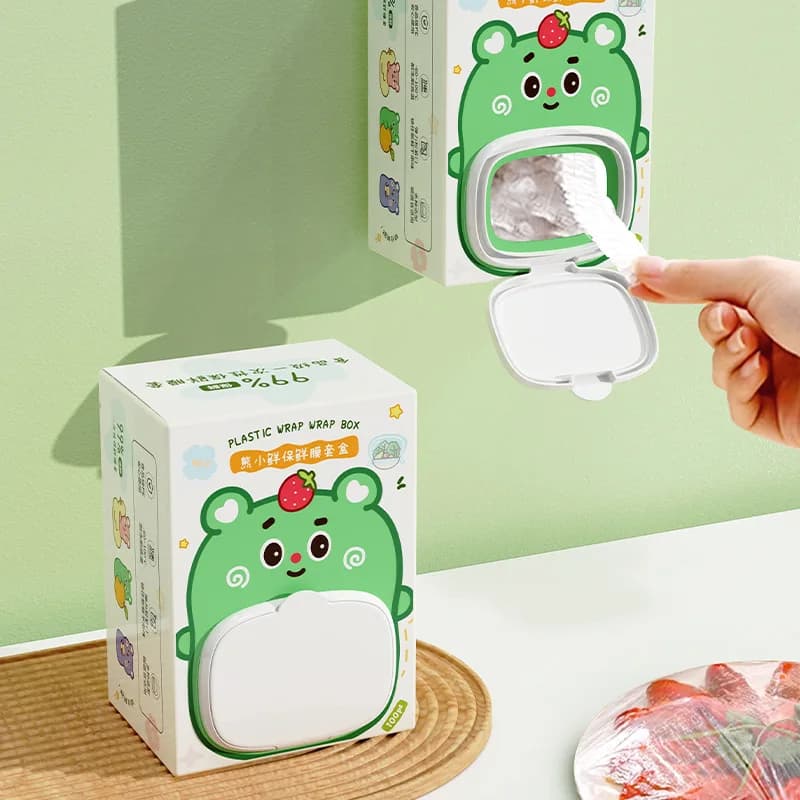 Wrap Cover Storage Box No Punching Wall Hanging Extraction Disposable Fresh-keeping Bag Storage Box Kitchen Household Artifact