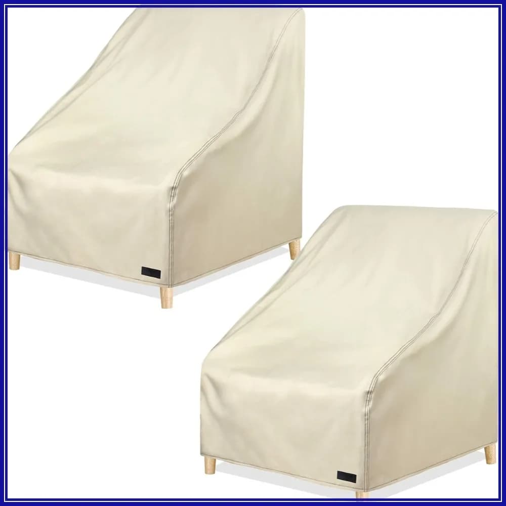 Coperture Impermeabili Resistenti per Sedie da Patio, Set da 2, per Mobili da Esterno, Seduta Profonda, Schienale Alto, 34Lx37Px36H Pollici, Beige