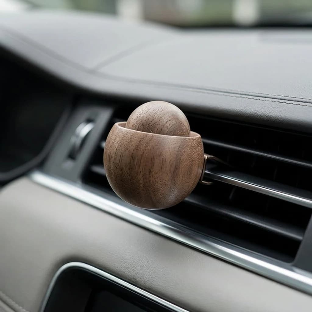 Car Diffuser Stone Natural Black Walnut Wood Aroma Vent Clip Essential Oil Fragrance for Vehicle Interior Decor Accessories