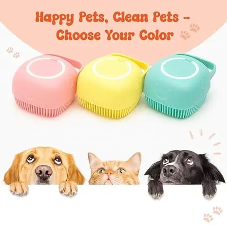 Spazzola da Bagno 2 in 1 in Silicone per Cani con Dispenser di Shampoo, Spazzola per Massaggio Delicato e Toelettatura per Cani e Gatti, Accessori per il Bagno Facili da Pulire