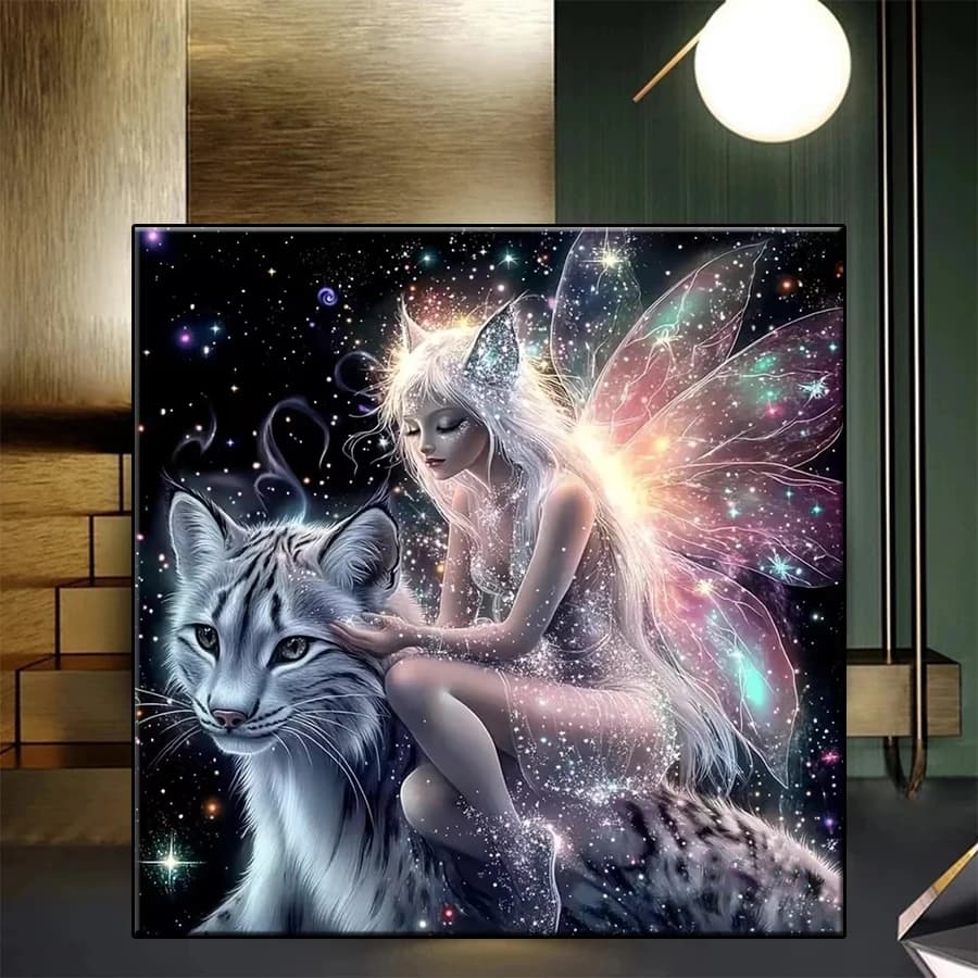 DIY Diamond Painting Kit New Dreamy Art Beautiful Elf Girl Animal Cat Diamond Mosaic Full Drill Embroidery Handmade Hobby