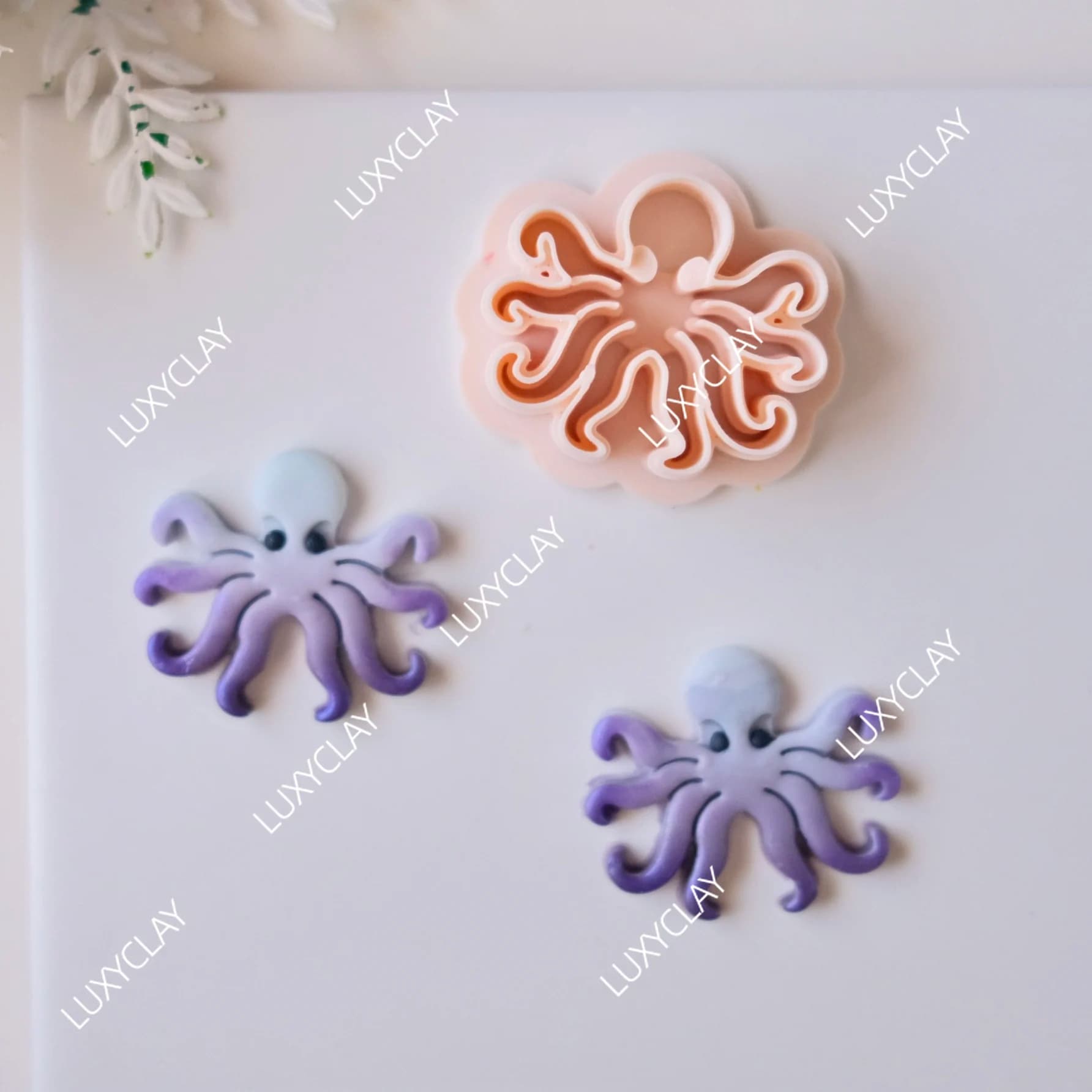 1pc Summer Ocean Octopus Shape Polymer Clay Mold, Embossed Octopus Pattern Polymer Clay Cutter for DIY Earring & Jewelry Making