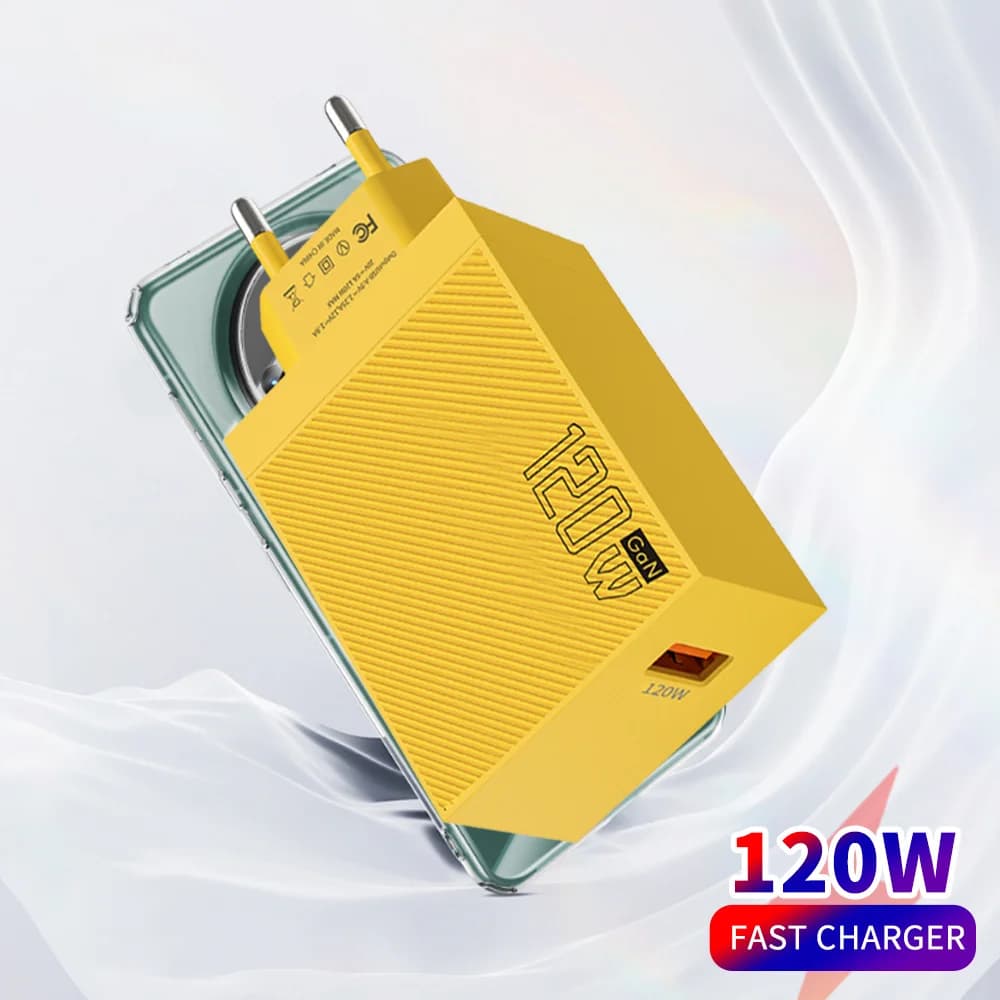 QC3.0 Caricatore USB GaN 120W Spina UE/USA Adattatore da parete USB universale per ricarica rapida rapida per telefono cellulare per Oneplus Huawei Xiaomi 15