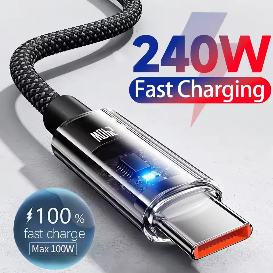 0.25/1/1.5/2M 240W USB C PD super fast charging data cable with digital LED display Fast charging data from USB to C type