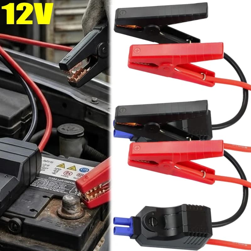 Cavi di Emergenza per Batteria Auto 12V con Connettore EC5, Morsetti a Coccodrillo per Avviamento, Accessori per Auto e Camion