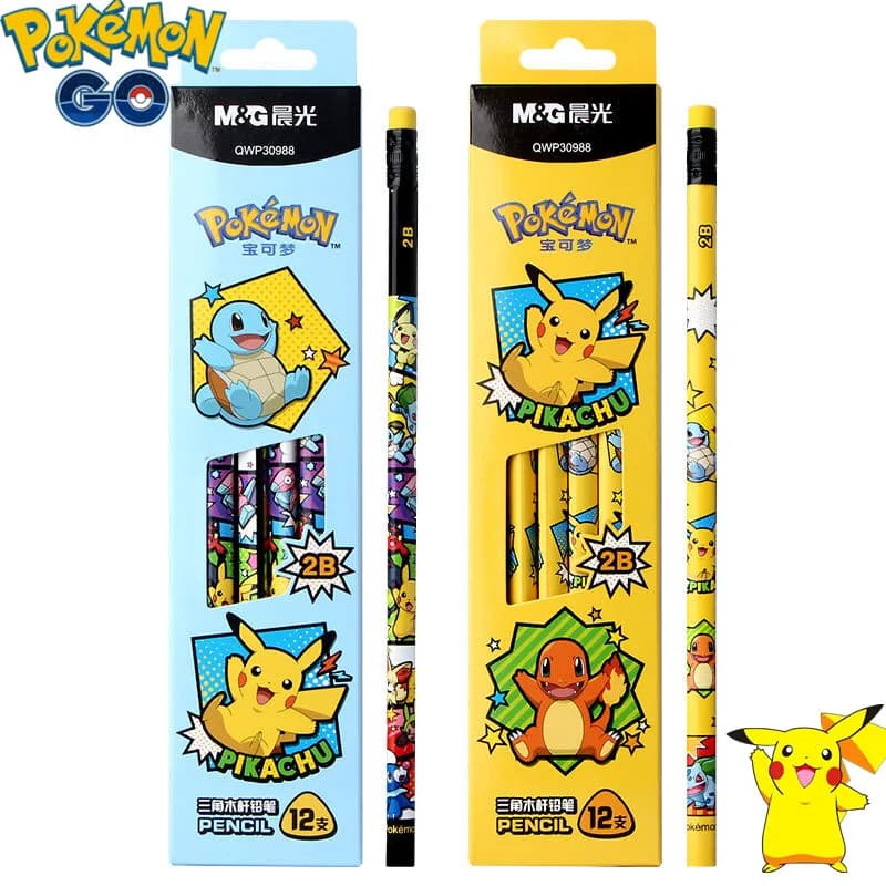 12pcs/set Pikachu Anime Pencil 2B/HB Pencil Cartoon Student Stationery School Supplies Pencils Pikachu Figure Kids Gifts