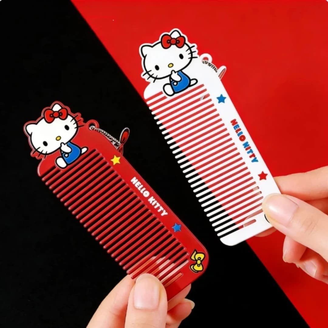 Sanrio Hello Kitty simpatici pettini in metallo antistatici, articoli creativi a forma di cartone animato, mini pettini portatili da viaggio, regali di compleanno per ragazze