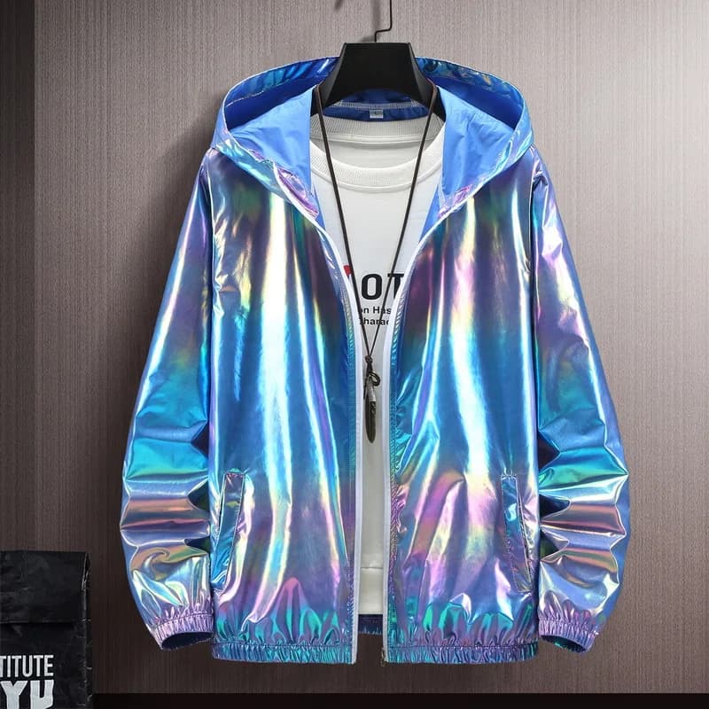 Men's Summer Colorful Reflective Sunscreen Men's Ice Silk Ultra-thin Couple Color Thin Jacket Trend Gradual Change Coat