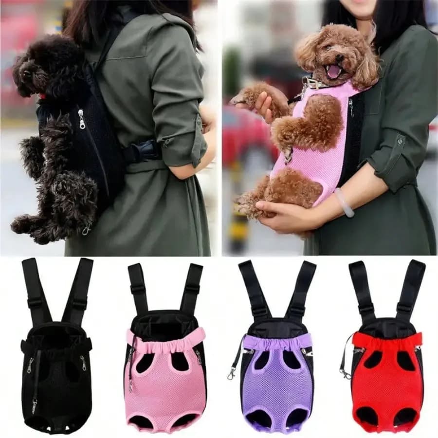 Zaino Trasportino Portatile per Cani e Gatti, Borsa Frontale a Rete per Viaggi all'Aperto, Kit da Viaggio per Animali Domestici, Zaino da Viaggio per Animali con Ciotola Pieghevole - Viaggia Senza Preoccupazioni! Zaino da Viaggio per Animali con Ciotola Pieghevole - Sii Pronto per Pasti e Comfort Ovunque!