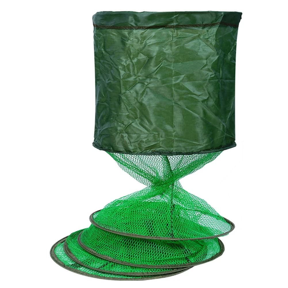 Telescopic Fyke Net Stainless Steel Ring Folding Fishing Net Folding Fish Cage Outdoor Fishing Gear