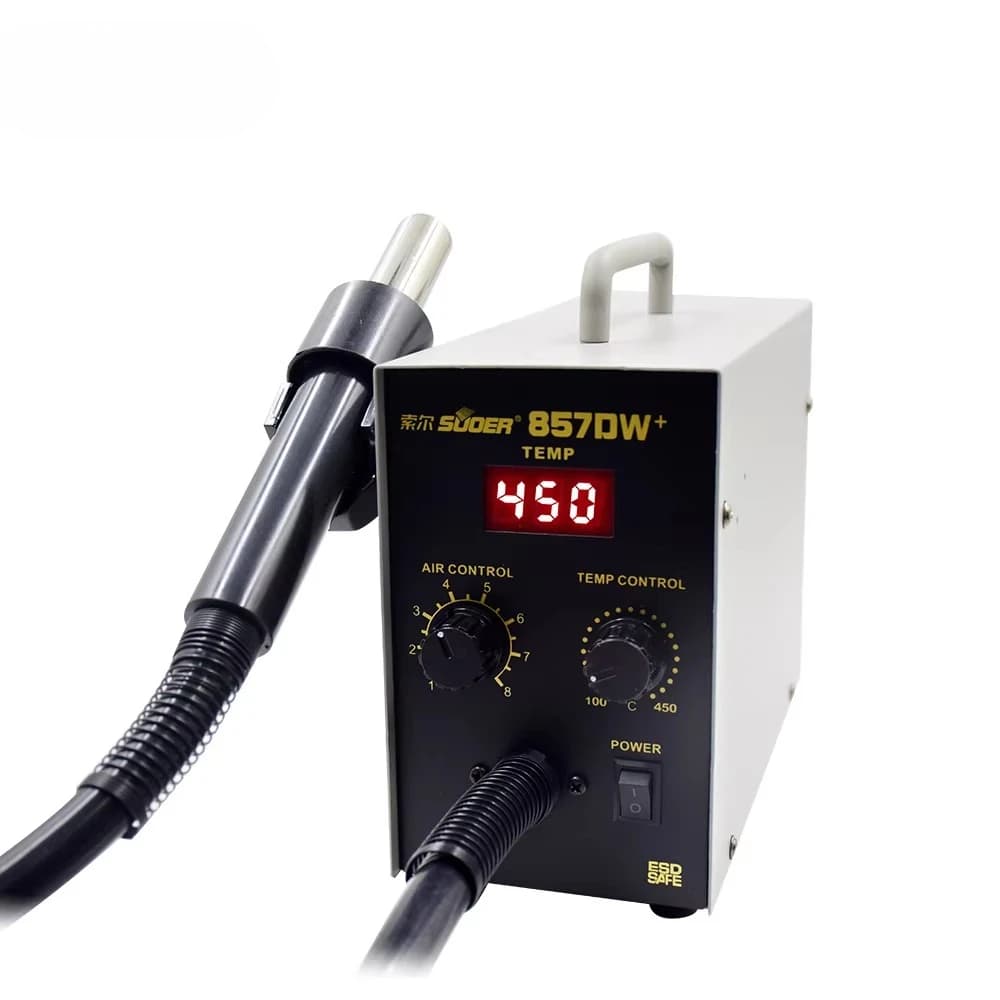Stazione per pistola termica digitale da 600 W con pistola ad aria calda regolabile con temperatura del ventilatore rapido per rilavorazione BGA