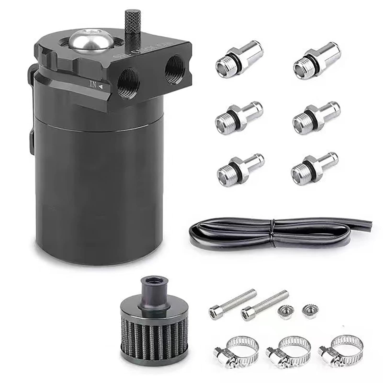 Kit serbatoio serbatoio olio deflettato per auto universale con respiro Kit serbatoio separatore olio aria motore lucidato in alluminio da 300 ml
