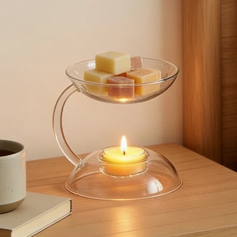 Bruciatore in Vetro per Oli Essenziali, Scaldacera, Diffusore per Candele Tealight, Diffusore di Oli Essenziali per Spa e Aromaterapia
