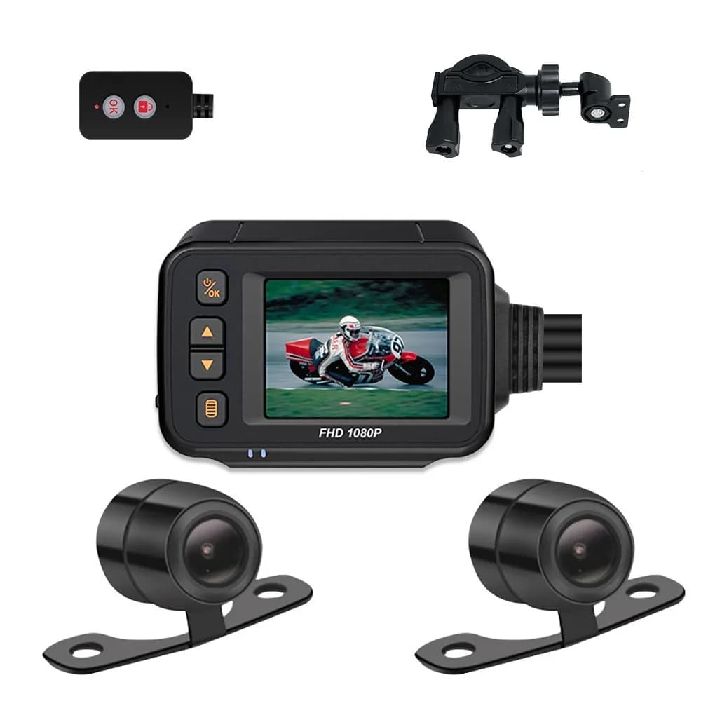 Videocamera per moto impermeabile da 2 pollici DVR Dashcam per moto Videocamera anteriore e posteriore Videoregistratore DVR Scatola per visione notturna nera
