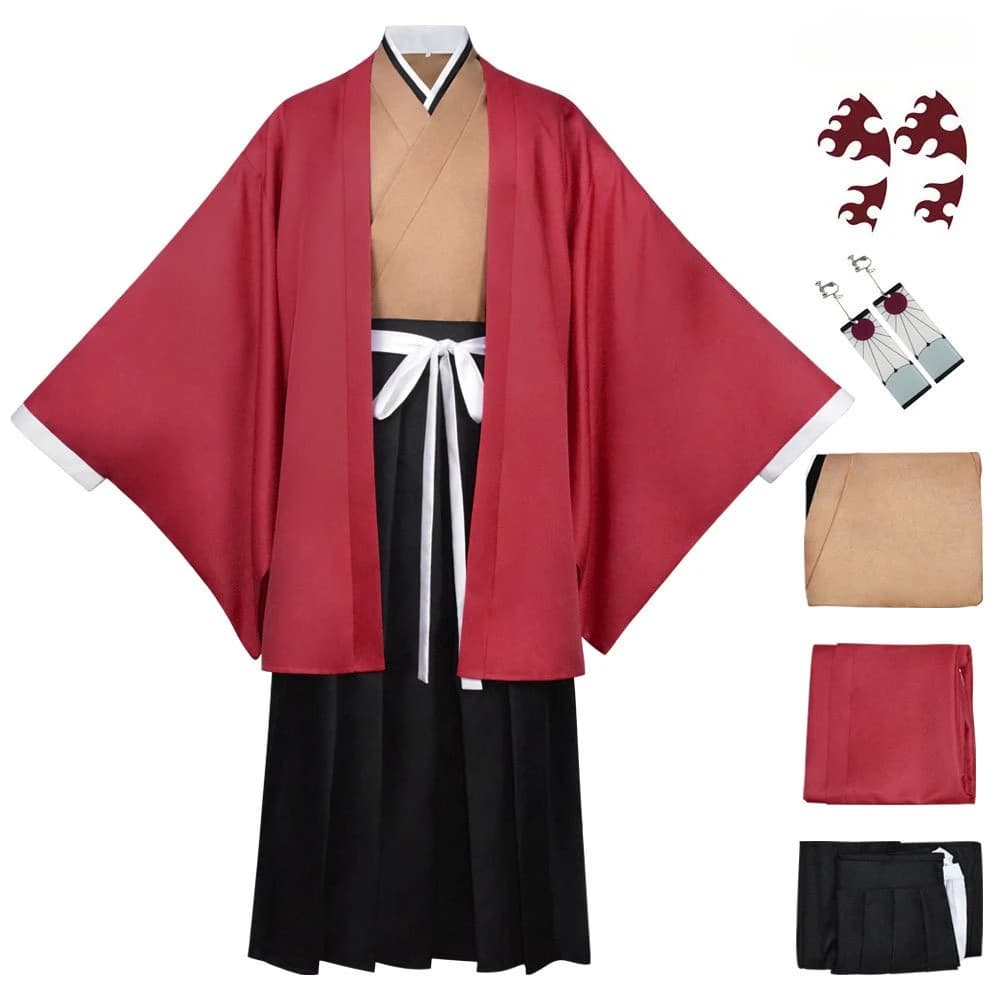 Costume Cosplay Anime Tsugikuni Yoriichi, Kimono Giapponese, Accappatoio, Mantello, Parrucca per Uomo, Costumi per Feste di Halloween