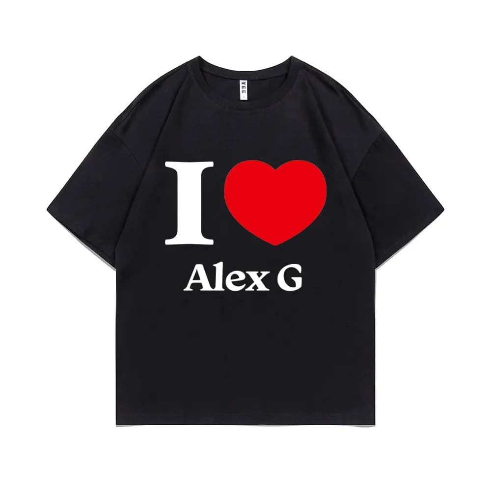 T-shirt con Stampa Grafica 'I Love Alex G' per Uomo e Donna, Moda Casual, Magliette Vintage Oversize Streetwear Unisex in Puro Cotone