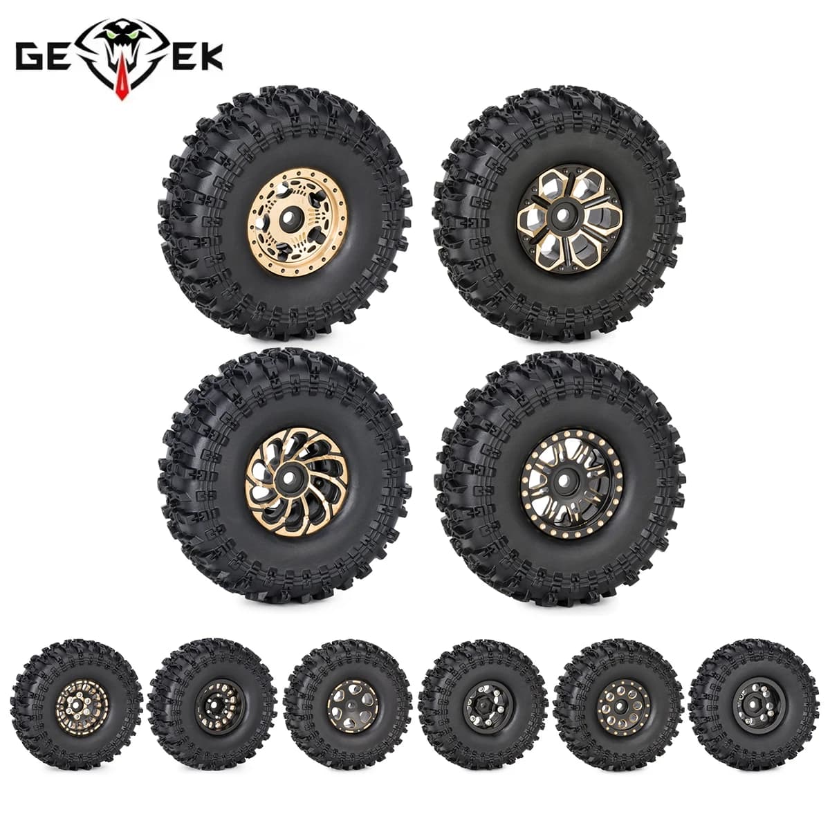 4 pezzi 1.0 pollici in ottone Beadlock mozzo ruota cerchi pneumatici Set 62*22mm per 1/24 RC Crawler Car Axial SCX24 AX24 FCX24 aggiornamento